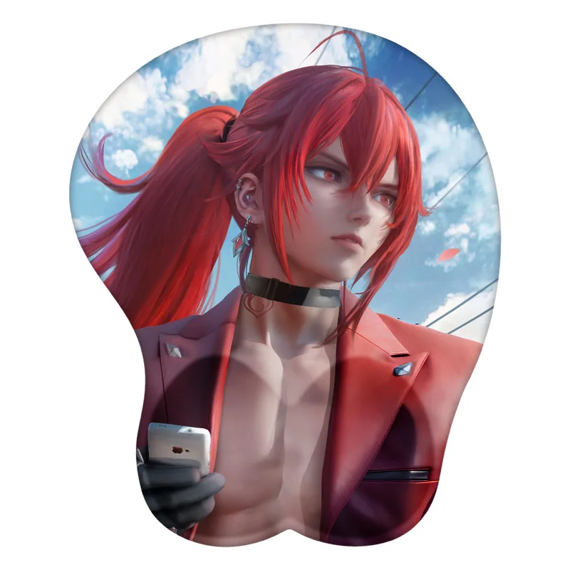 Diluc Ragnvindr Genshin Impact 3D Mouse Pad Anime Mousepad Wrist Rest Silicone Sexy Creative Gaming Mat Gift