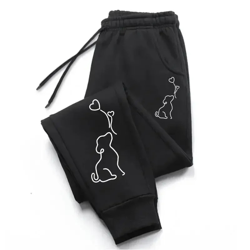 

Sports pants for autumn and winter, cute dog print casual pants, daily outdoor sports jogging pants, sanitary pants