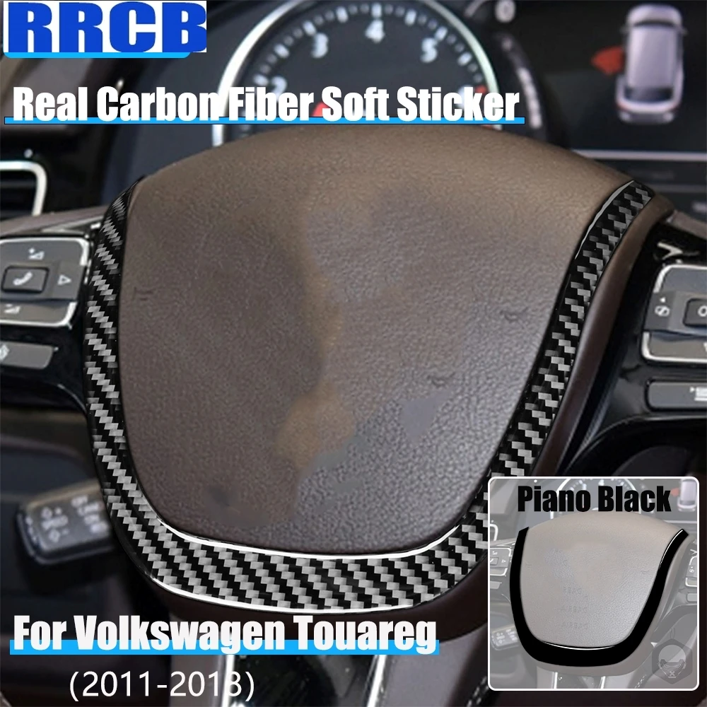 

For VW Touareg 7P MK2 2011 2012 2013 2014 2015 2016 2017 2018 Real Carbon Fiber Car Accessories Driver Wheel Trim Cover Sticker