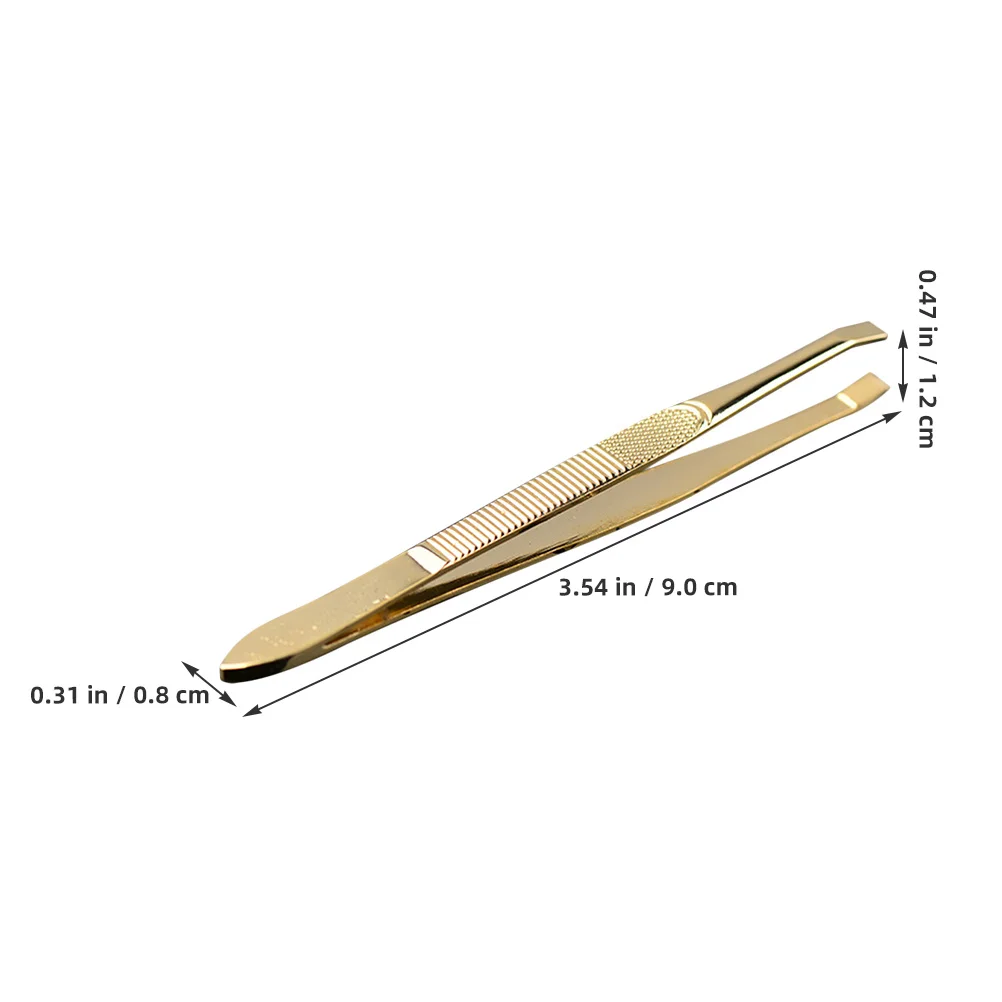 2Pcs Stainless Steel Eyebrow Tweezers Gold Plated Precision Grooming Tools for Women Eyelash Extension Lash Applicator