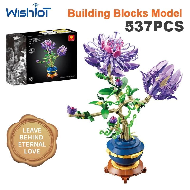 7907 537pcs Flower Bouquet Botanical Collection Model Kit for Building Block Brick Toy DIY Assembly Decoration Components