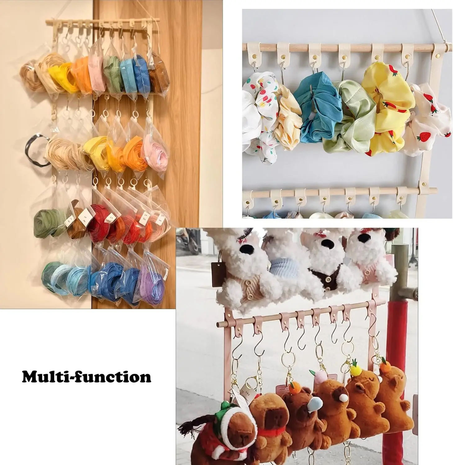 Hanging Display Storage Shelves Detachable Doll Organizer for Plush Collectors, Over Door Organizer for Bedroom Home Beige 1pc view 3