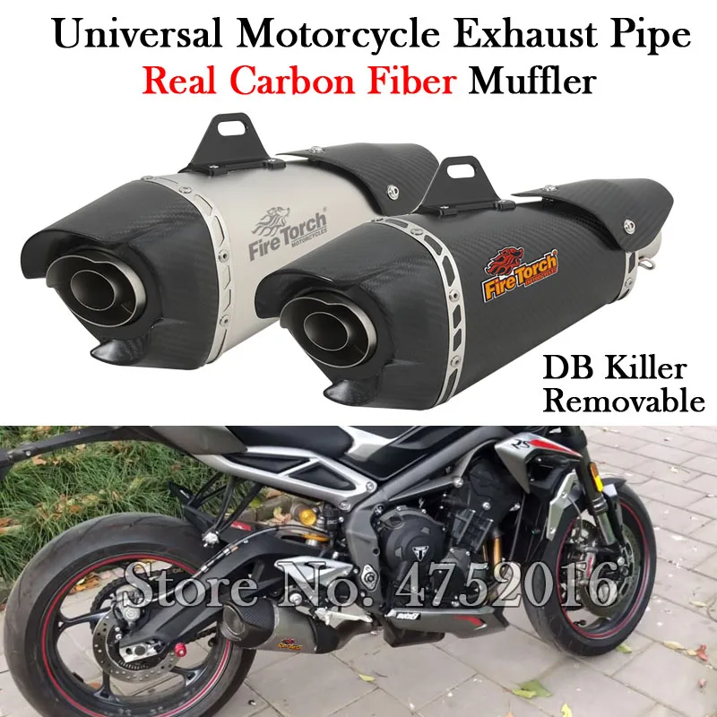 

Real Carbon Fiber Universal Motorcycle Yoshimura AT2 Exhaust Pipe Modify Muffler 51MM DB Killer Escape Moto For MT09 Z900 RC390