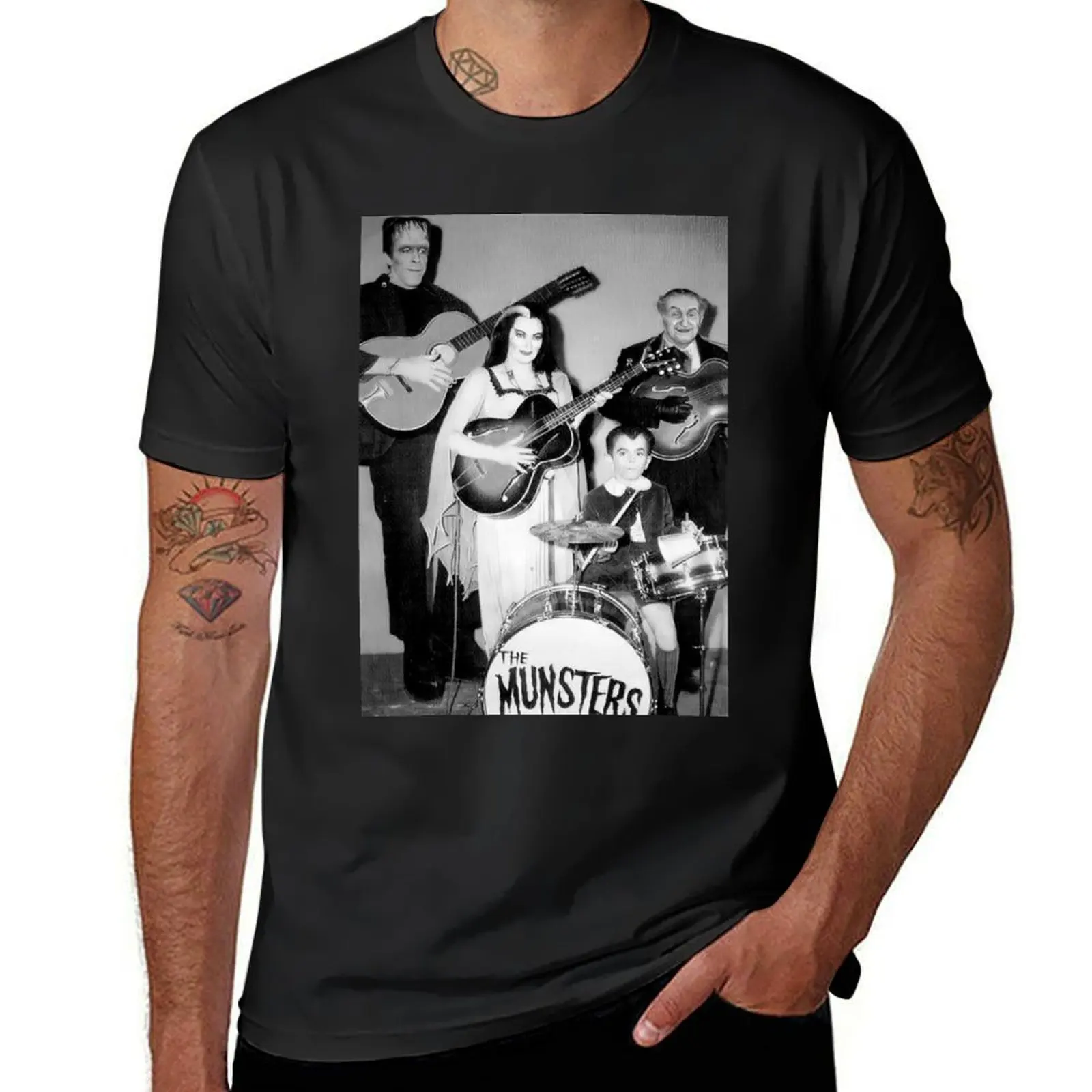 Munsters Family Band T-Shirt tops Aesthetic clothing customs design your own cute tops Men's cotton t-shirt