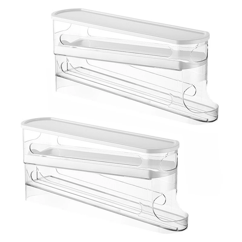 

2 PCS Egg Holder For Fridge Automatic Rolling Egg Dispenser For Refrigerator Egg Container For Refrigerator Storage Box