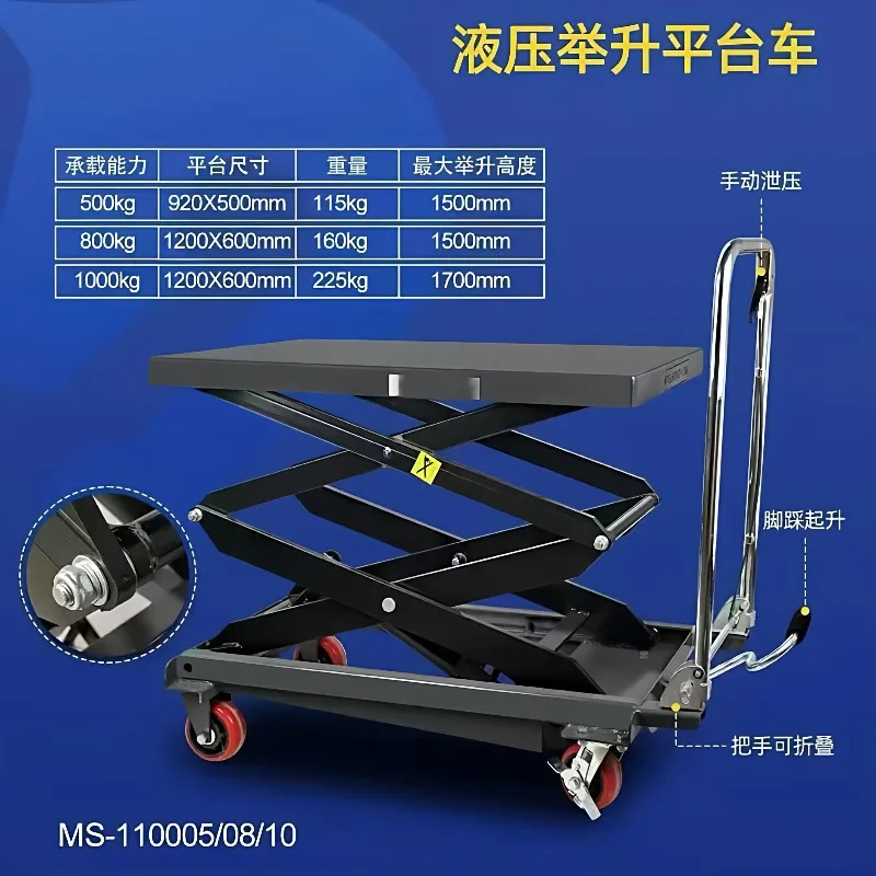 Advanced Manual Lift Trolley Hydraulic Foot-operated Lifting Lift Trolley Mechanism Commercial Furniture Hebebühnenwagen ZY40TC