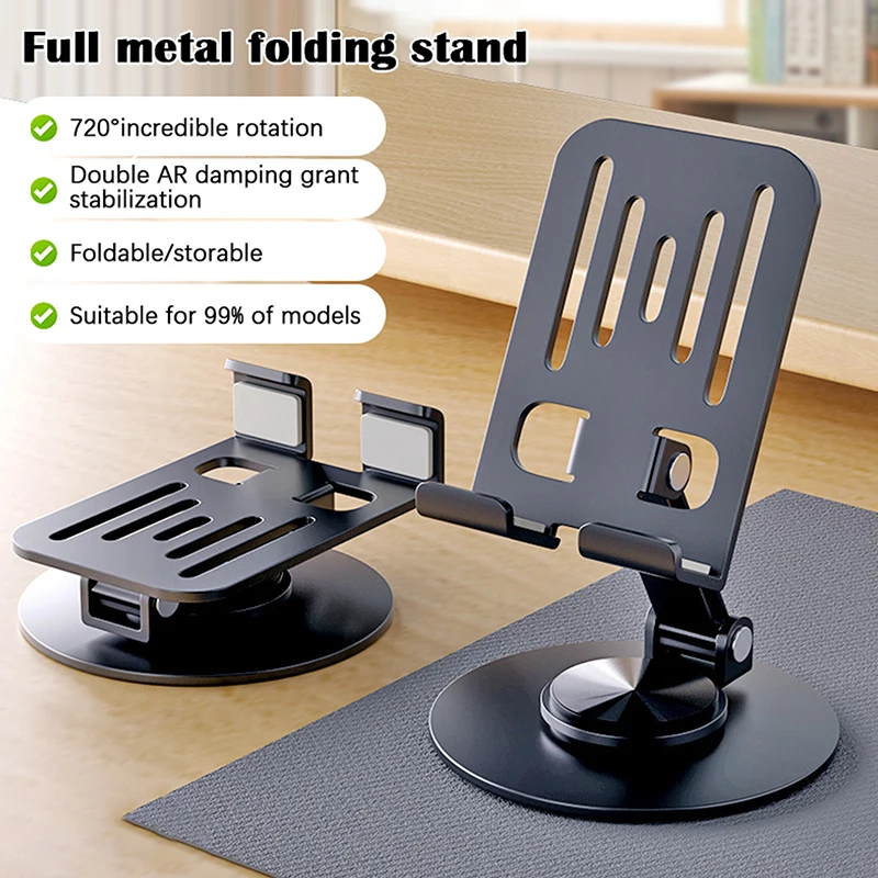 Metal 360 Rotate Mobile Phone Holder Adjustable Flexible Folding Mobile Phone Stand Mount Desktop Tablet Stand