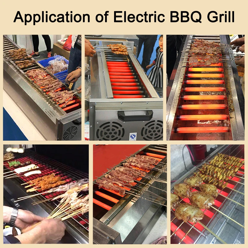 شواية باربيكيو كهربائية احترافية X7-3 من الفولاذ المقاوم للصدأ مع درجة حرارة قابلة للتعديل للاستخدام التجاري في متاجر الشواء