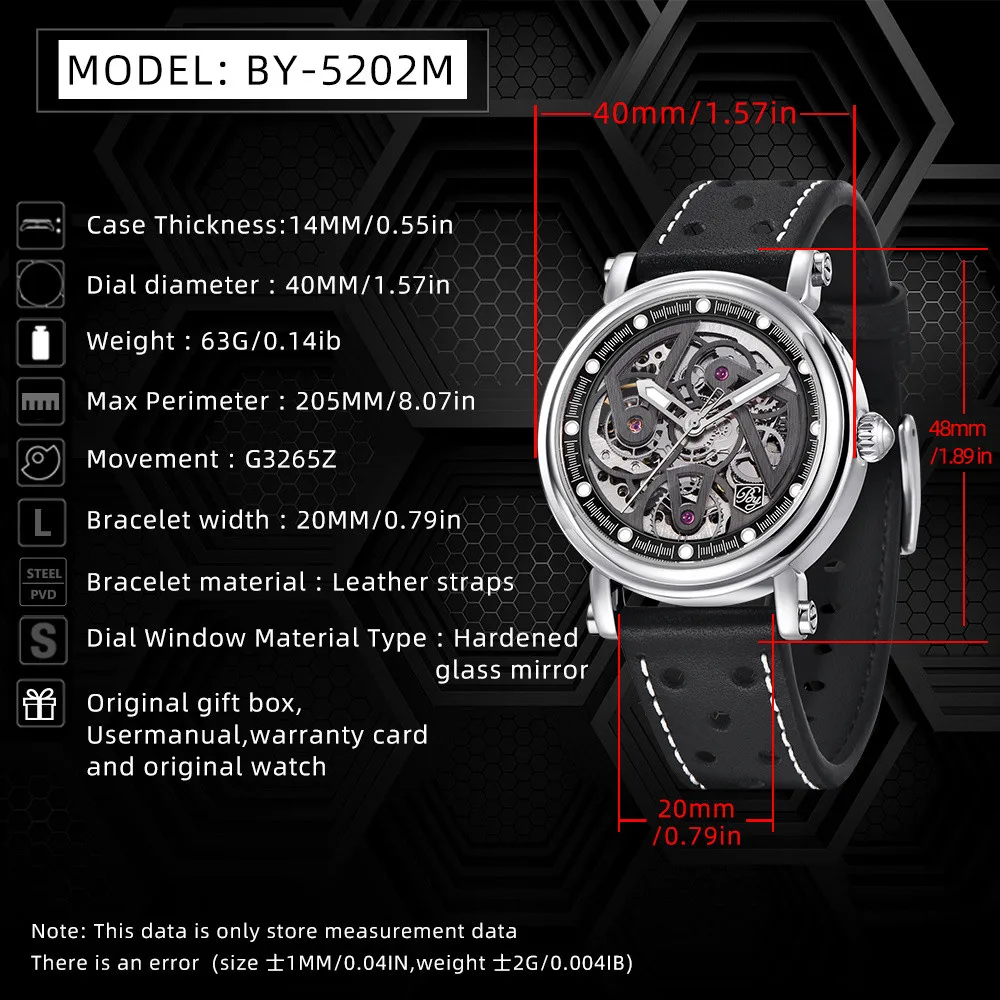 BENYAR 2024 NEW Skeleton Men\'s Automatic Mechanical Wristwatches Luxury Stainless Steel Fashion Watch for men