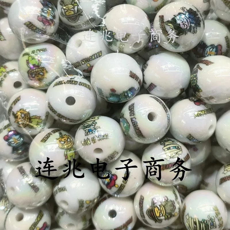 5pcs bad guys cartoon anime acrylic beads white background printed beads for diy jewelry making bracelets materials