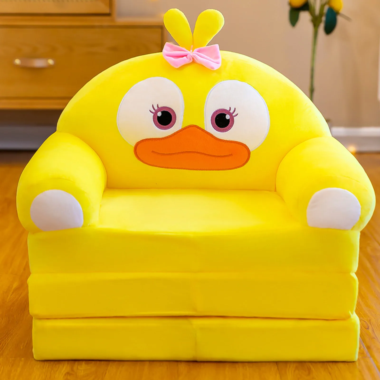 Lazy Sofa Plush Sofa Backrest Armchair 2 In 1 Foldable Cute Cartoon Children Flip Open Sofa Bed For Bedroom Without Liner Filler