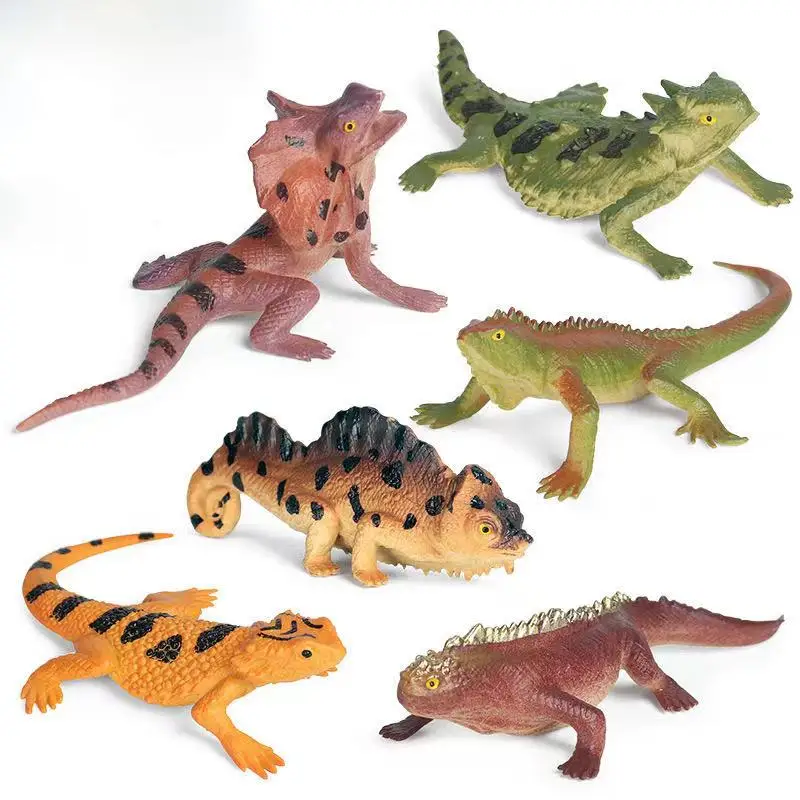 Static Simulation Wild Insect Animal Model Set Mini Lizard Umbrella Lizard Chameleon Horned Lizard Sideburn Lizard Toy