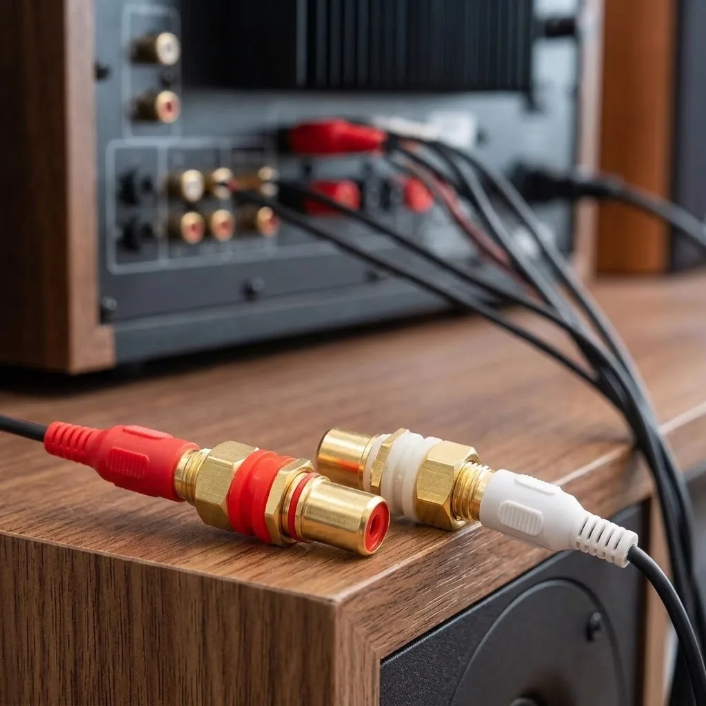 Audio Speaker Connector RCA Female To Female Coupler Socket Gold Plated with Screw Washer