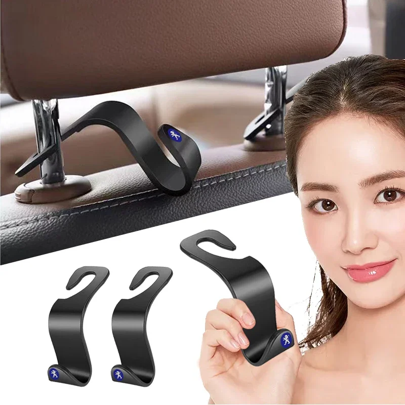 

Car Headrest Hooks Hanger Bags Seat Back Holder Clips Auto Fastener Hooks Storage Interior for Peugeot 208 E-208 308 3008 508