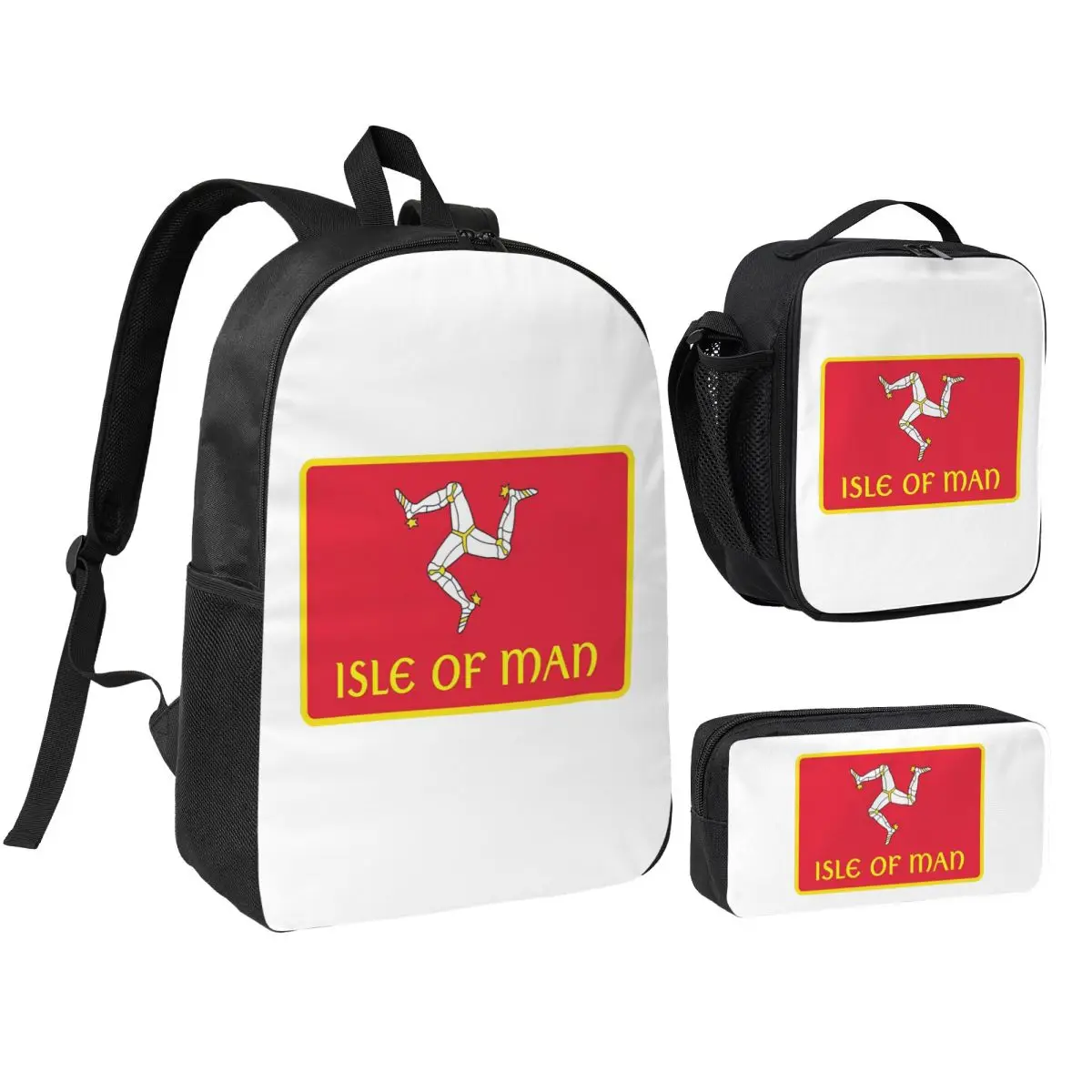 

Isle Of Man Motorcycle Racing Backpack Student BookBag School Bag Shoulder Bags 3ps Insulated Lunch Bag Pencil Case