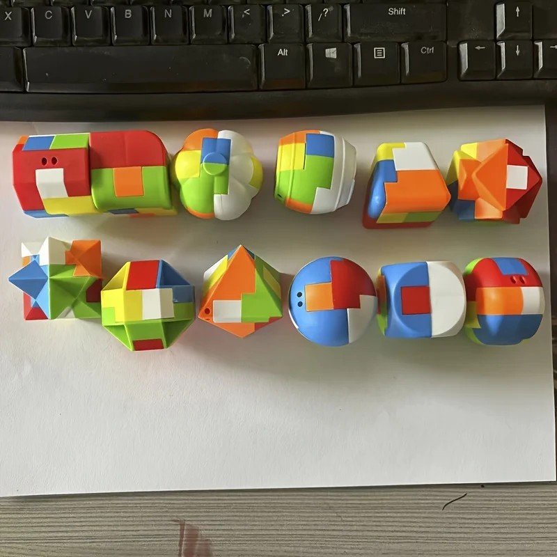 Colorful PP Material Lu Ban Cube Puzzle Toy Deconstructable And Reassemblable Perfect Christmas Gift Brain Teaser Challenge Game