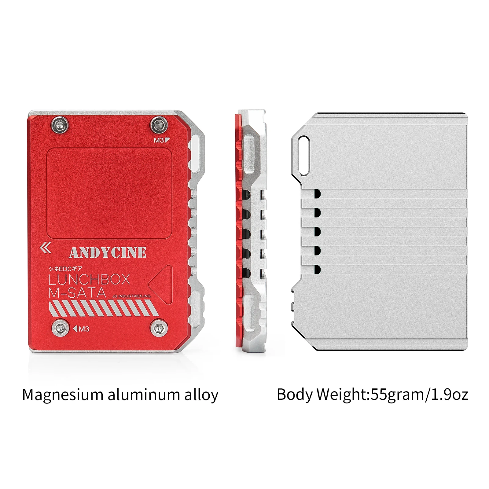 Andycine Lunchbox Heat Dissipation Hard Disk Enclosure Box mSATS to SATA Aluminum Alloy for Atomos Ninja V SSD Case