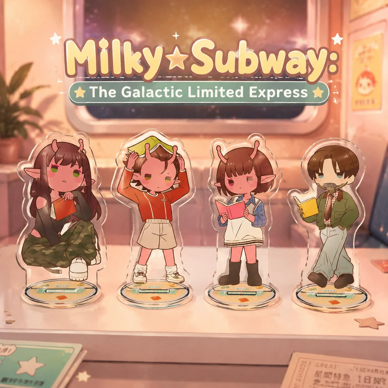 Anime Milky☆Subway: The Galactic Limited Express 13cm Acrylic Stand/Keychain Makina Tabletop Decorations Accessories Decor Gifts