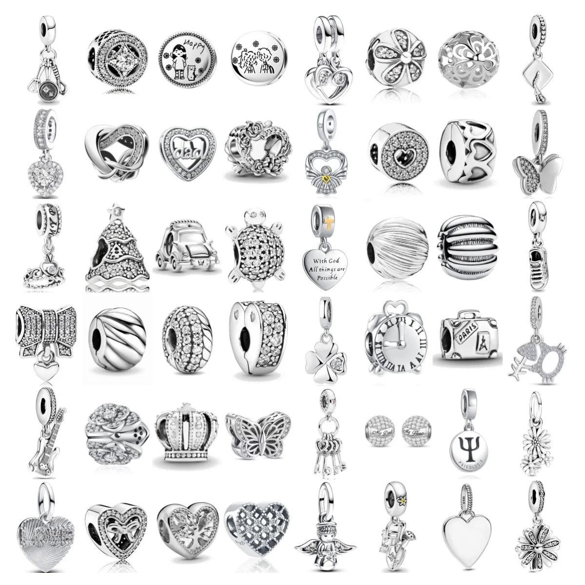 حار جديد الفضة الأبيض S925 شعار حبة صالح الأصلي النساء سوار DIY غرامة استرخى مجوهرات فراشة البرسيم الأحذية سحر تميمة هدية