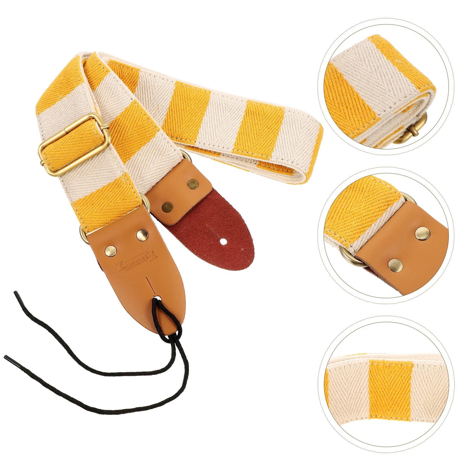 

Guitars Striped Strap Bass Wide Belt for Gift Electric Use Part Decor Yellow Folk Child