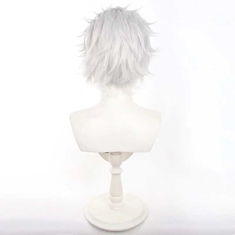 大人の男性のためのかつら,アニメのかつら,短い白のかつら,衣類のアクセサリー,ハロウィーンのパーティーのためのアクセサリー,ワインダーブレーカ,アニメ