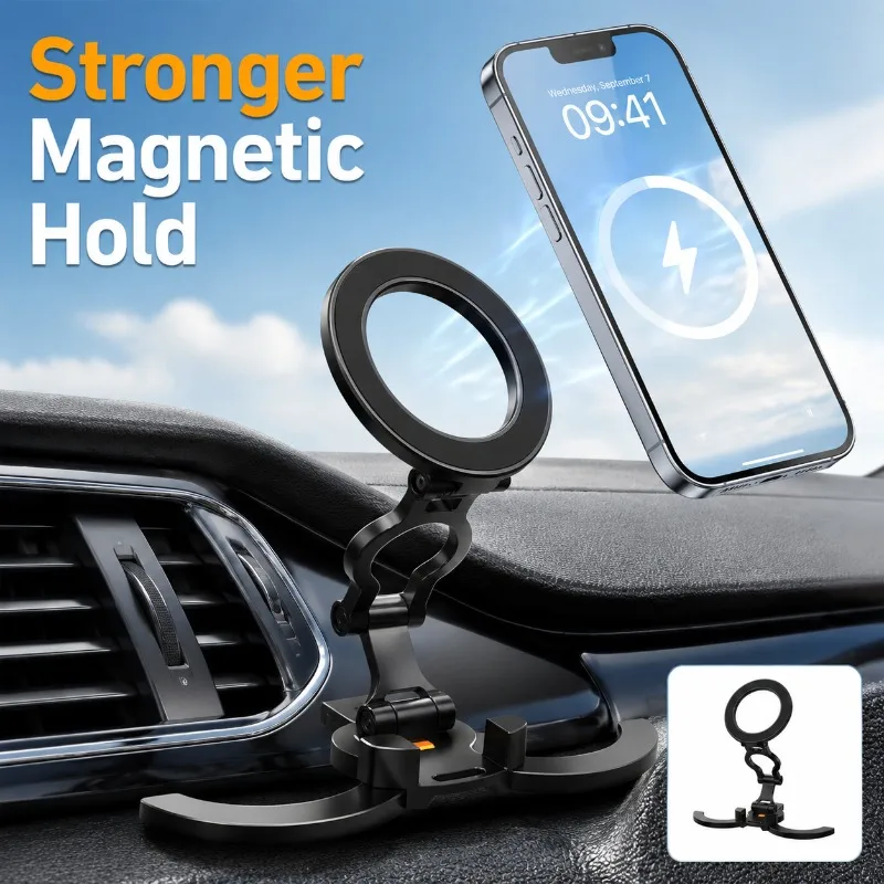 Foldable Car Navigation Phone Magsafe Magnetic Multifunctional 360‑Degree Rotatable Innovative Three‑Axis Bracket Flexible