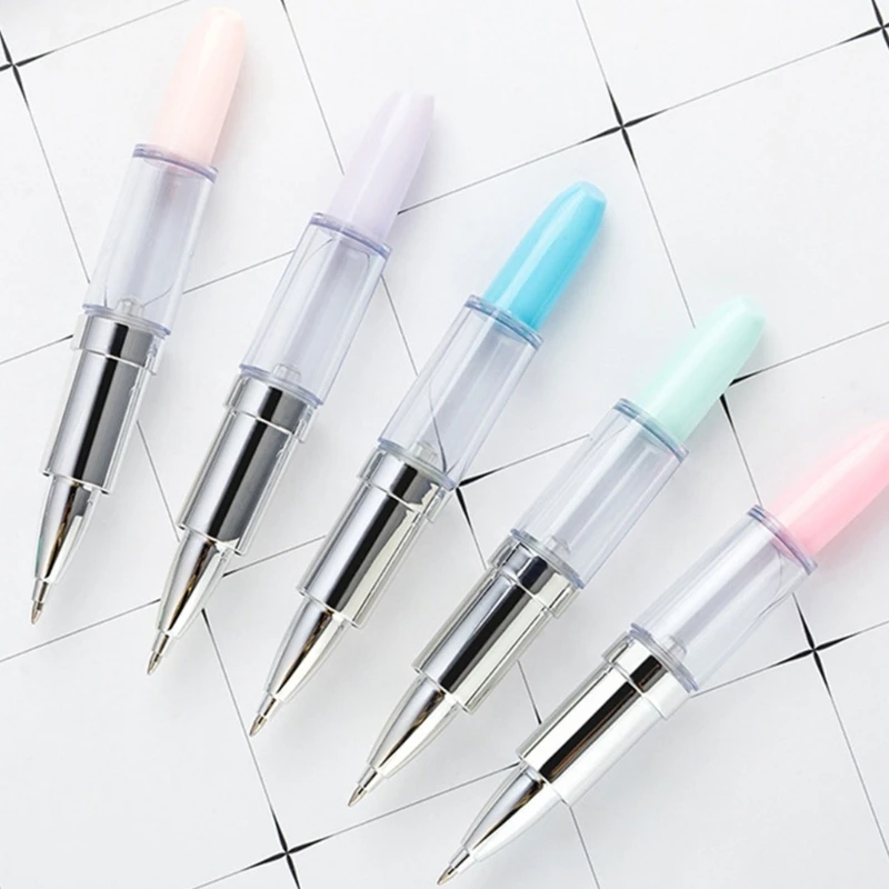 Bolígrafo con forma lápiz labial 6 uds para mujer, bolígrafo escritura novedoso con punta 0,5mm