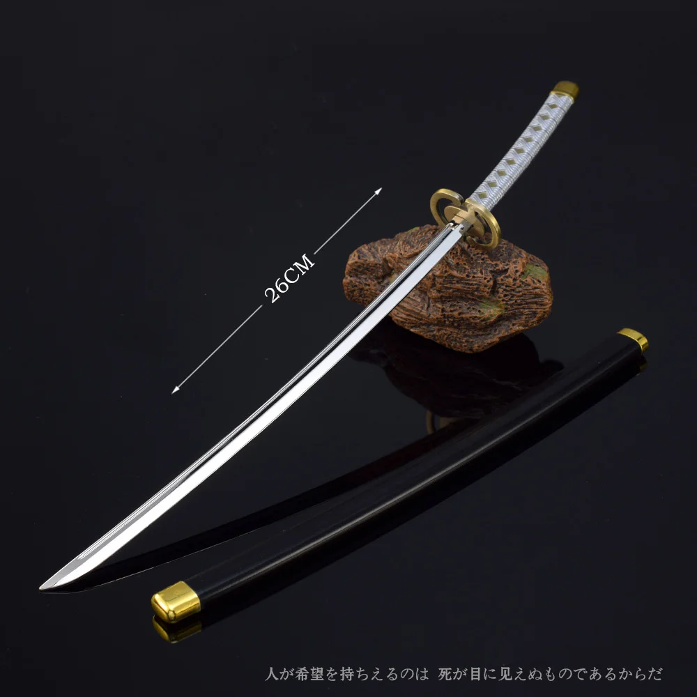 Réplica de Anime Bleach de 26cm, Zanpakutō Shinsō Katana, arma de Metal, modelo Gin Ichimaru 1:6, accesorio de figura de acción, decoración, juguete para niño