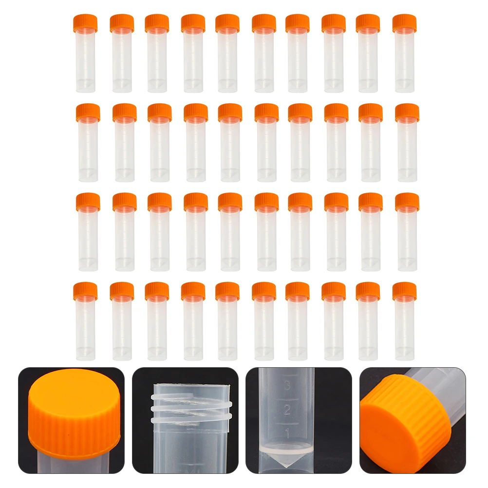 

Sampling Tube Clear Plastic Vials Experiment Supplies Test Tubes Sample Cryovial Liquid with Lids