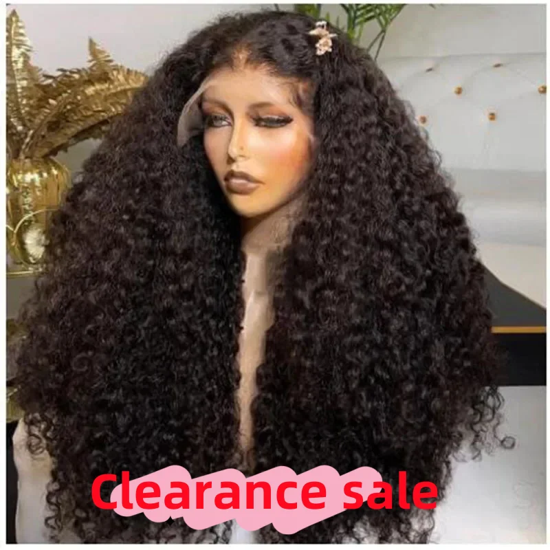 

Matched All Skins Soft 24” 180Density Natural Black Kinky Curly Lace Front Wig Glueless BabyHair Heat Resistant Preplucked Daily