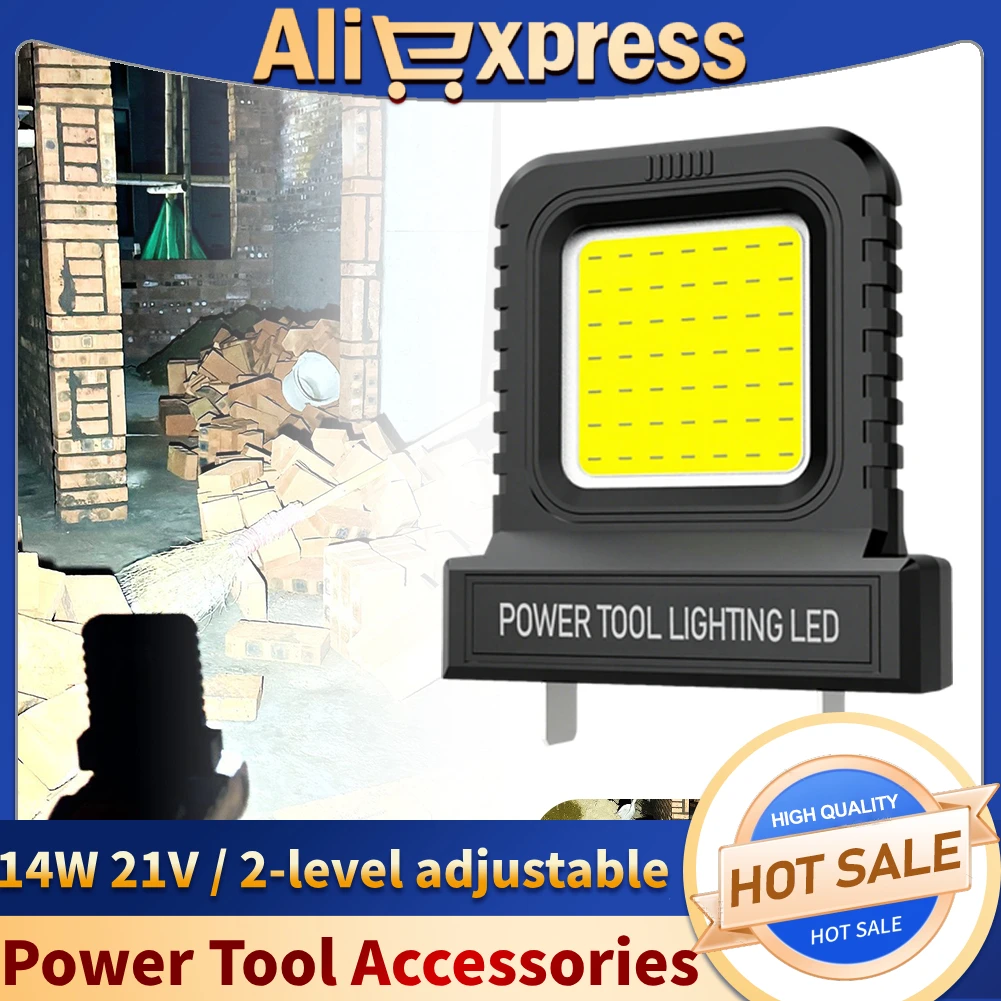 Aksesori Alat Listrik 21V Lampu Kerja LED 14W Lentera Berkemah dengan 2 Mode Pencahayaan Lampu Inspeksi Lampu Kuat Tahan Lama