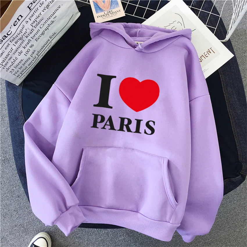 Women Hoodies Fashion Autumn Paris love Printed Hip Hop Fleece Woman Casual Streetwear Male Y2K Clothes Hoody Pullover Unisex