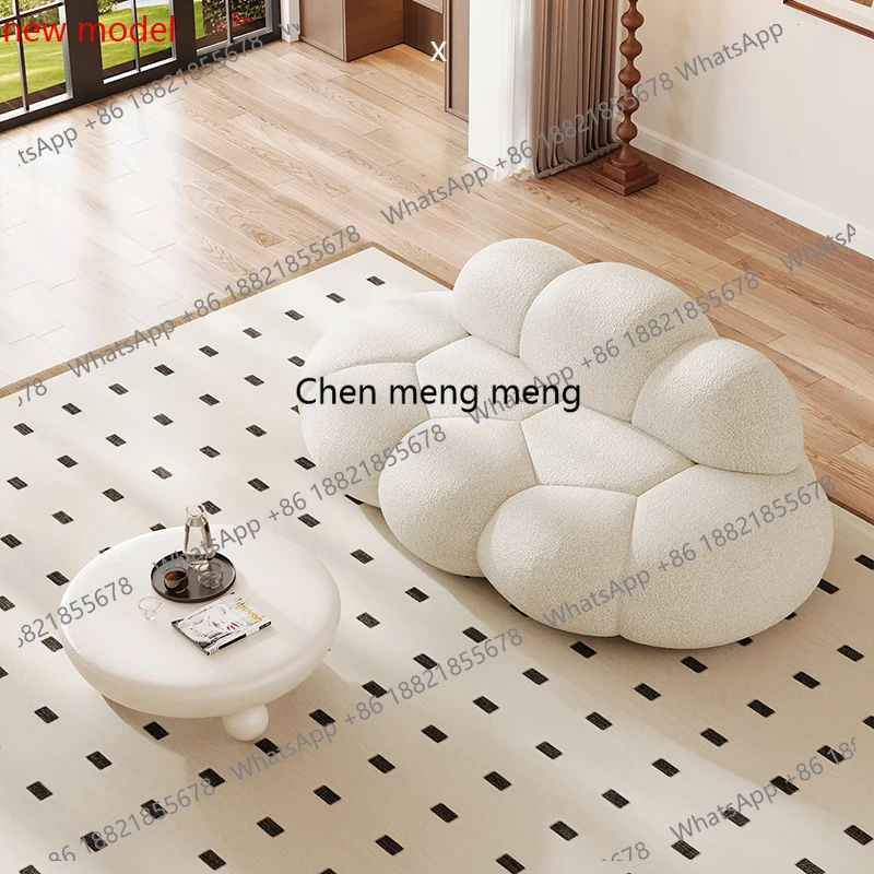 

Mid-Century Cream Style Lamb Fleece Sofa Modern Minimalist Beauty Salon Clothing Store Sofa Homestay Office FurnitureA178