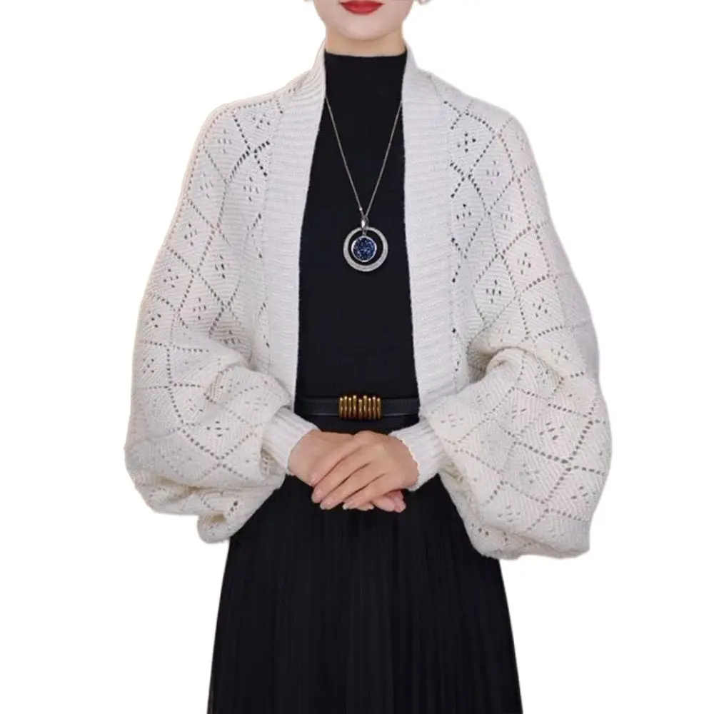 Temperament Cardigan Knitted Shawl False Collar Outwear Shoulder Autumn Winter Scarf Long Sleeve Warm Bridal Neck Wrap