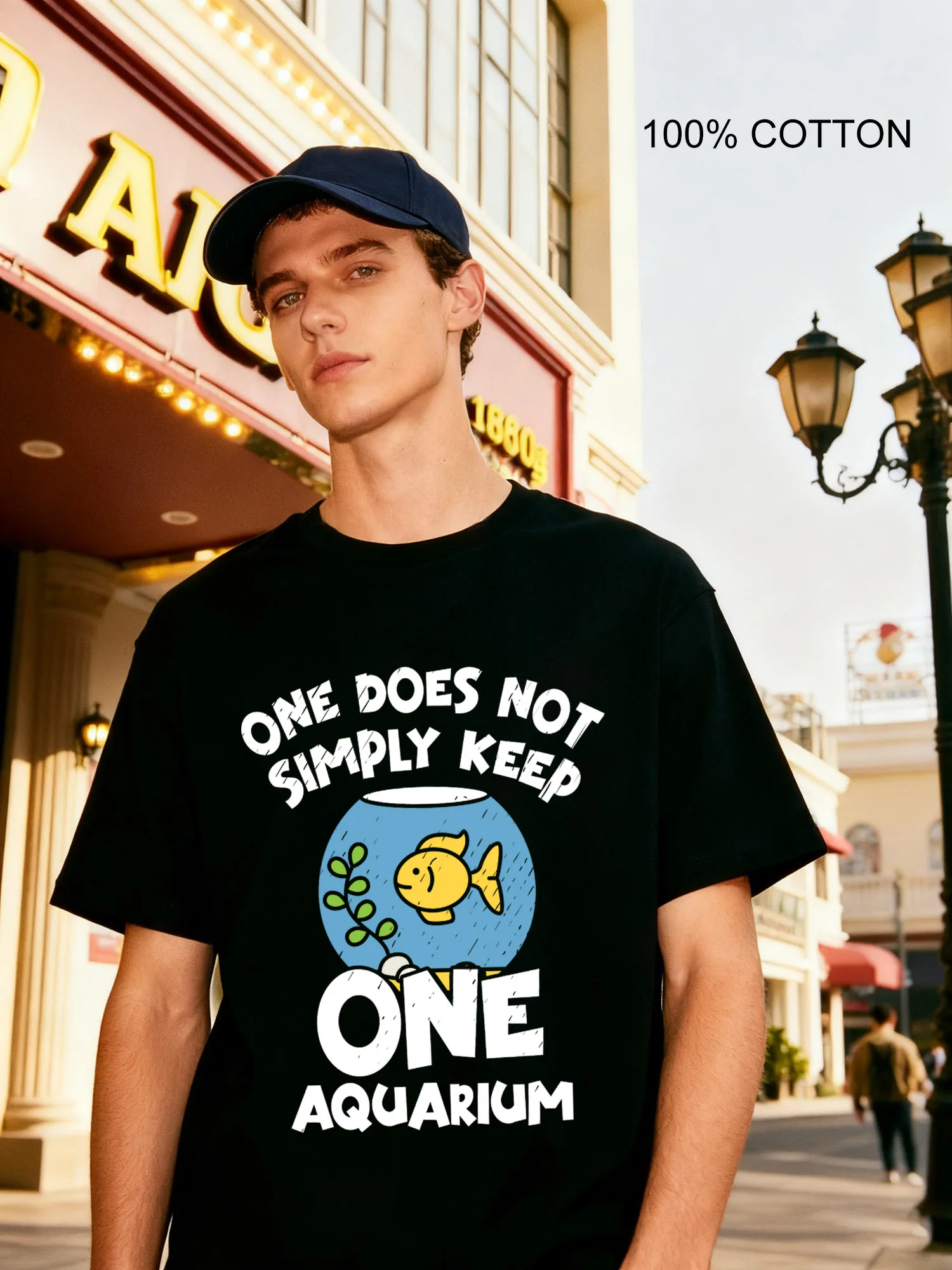 

Aquarium Meme Men's T-Shirts Casual Design Crew Neck T-Shirt 180g Street 100% Cotton