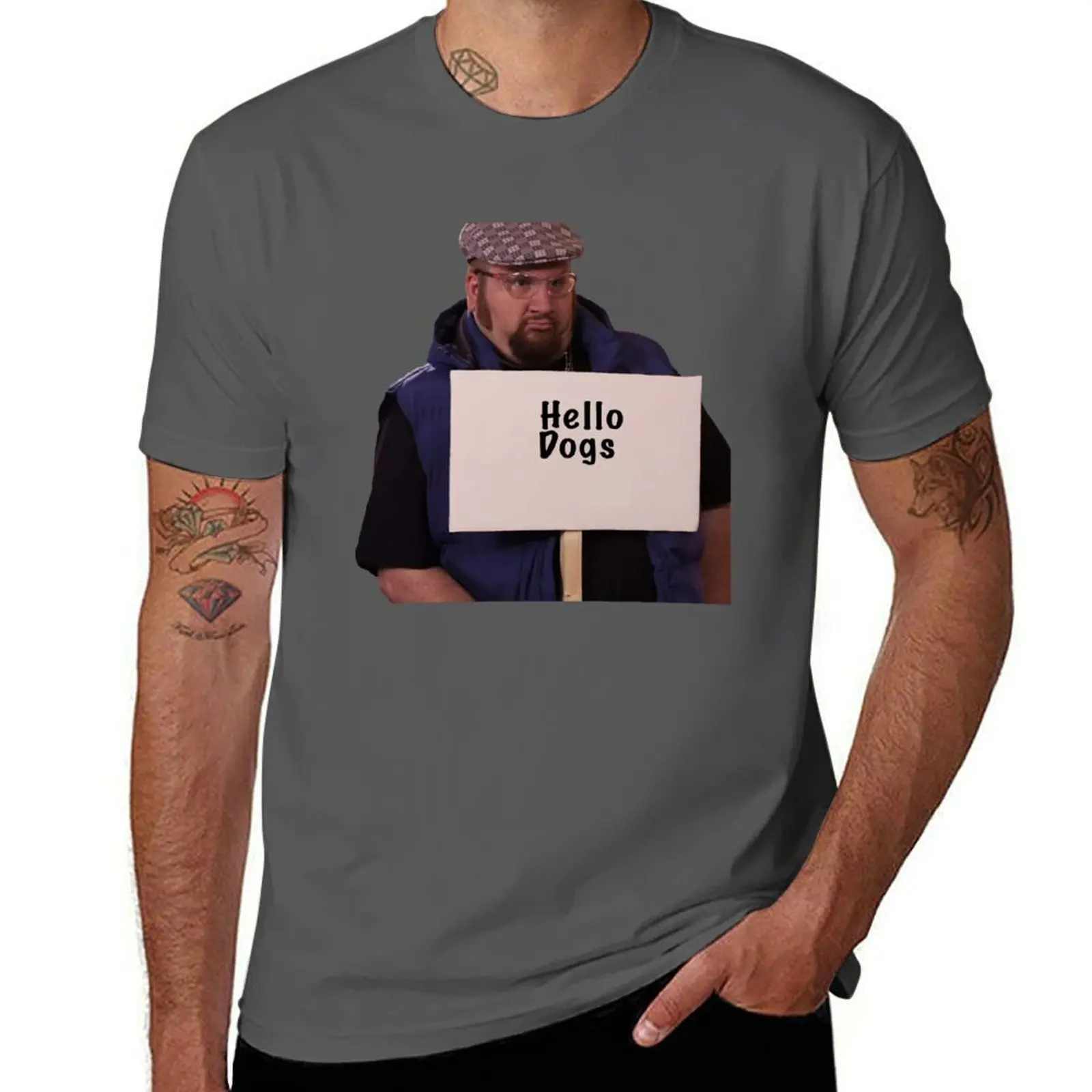 Hello Dogs Gustavo T-Shirt Basic Solid Color Short Sleeve Cotton Top