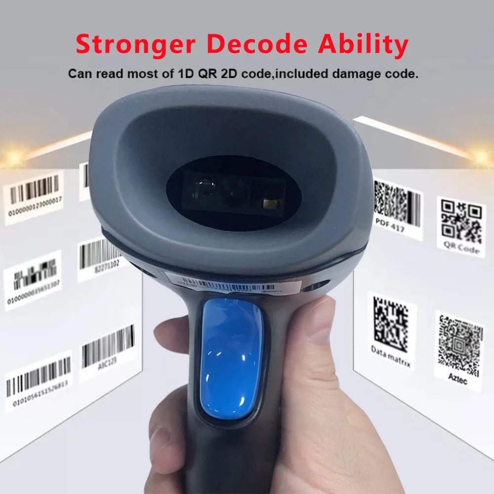 2D QR Reader Scanner 1D/2D Handheld Barcode Scanner Bar Reader Portable QR Scanner USB 2.4G  Wireless PDF417 Data Matrix Code