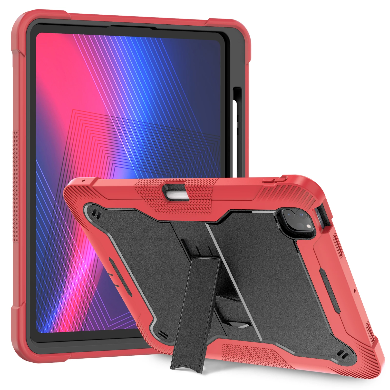 case for iPad 9.7/10.2/10th/11th/Pro/Air series, shockproof and drop-resistant, with built-in stand ，raised lens protection