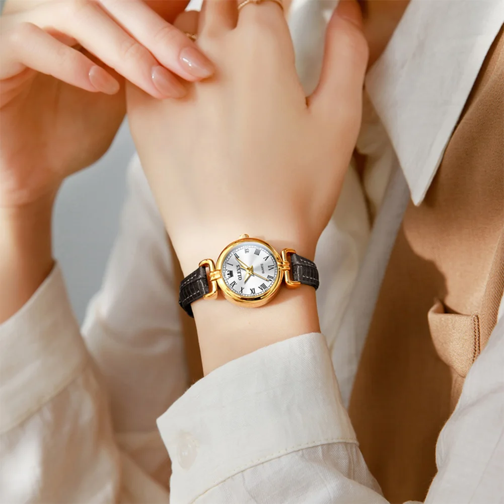 OLEVS ساعات نسائية 5645L قمة الموضة الفاخرة العلامة التجارية الأصلية ساعة كوارتز لسيدة الطلب الصغير مقياس روماني حزام من الجلد جديد