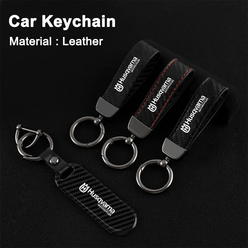 

Carbon Fiber Motorcycle Badge Keychain Anti-loss Keyring Pendant For Husqvarna Mountain Motocross Enthusiast Leather Accessories