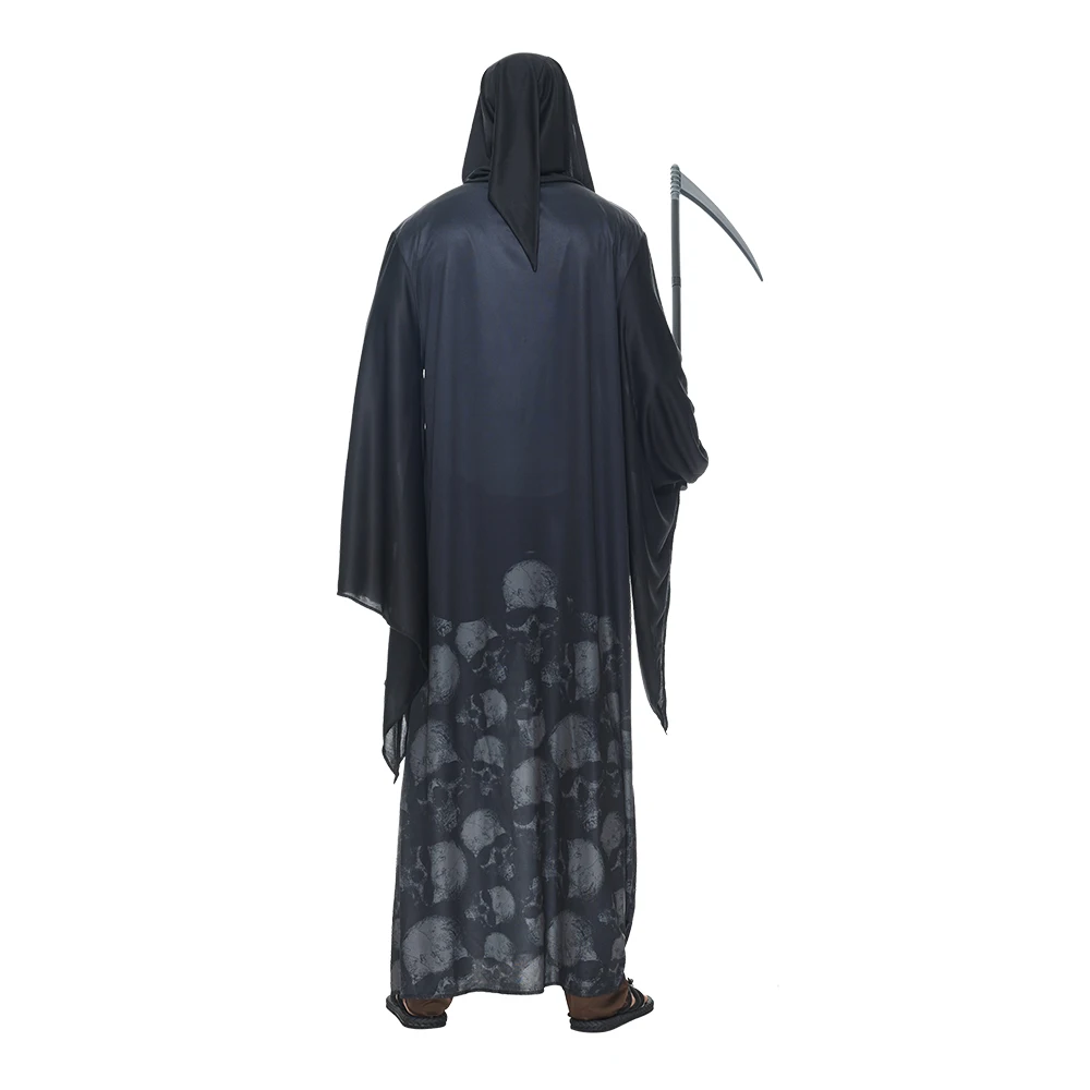 Adult The Dark Grim Reaper Halloween Costumes Men Scary Skull Ghost Cosplay with Mask Carnival Easter Purim Fancy Dress