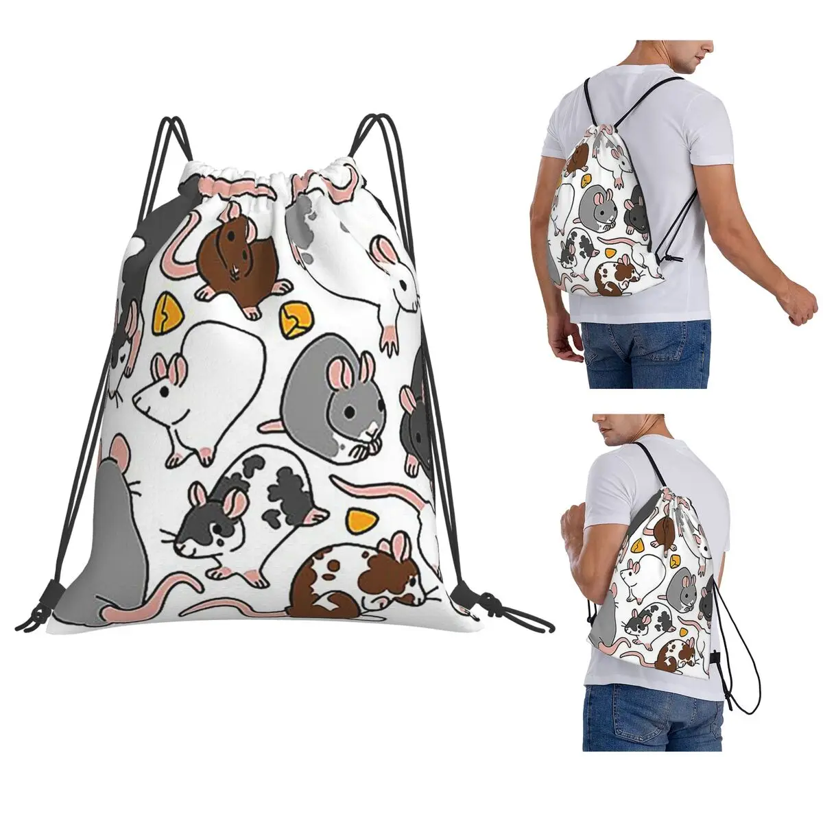 Rat Pack Backpacks Portable Drawstring Bags Sundries Bag Book Bags for Travel School