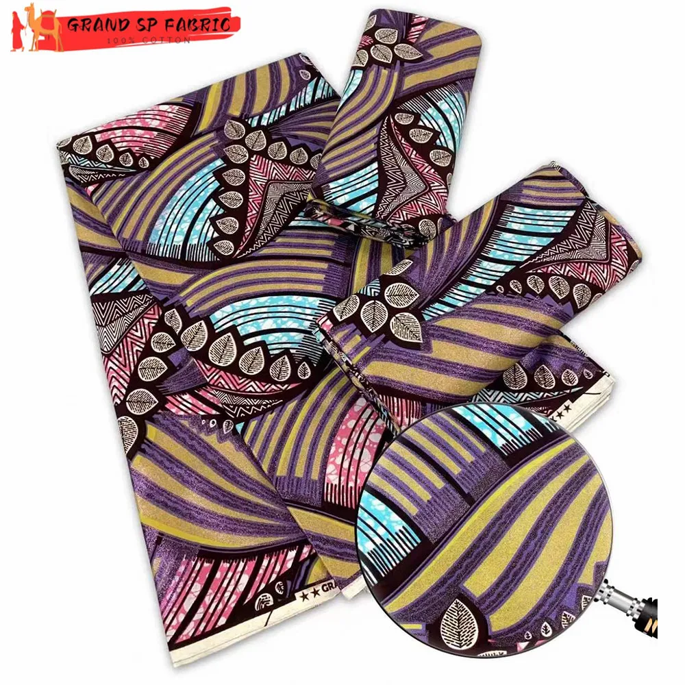 Grand Super 100% Cotton African Wax Fabric High Quality Wax Print Ankara Fabric For Sewing 6yards Women Fabric VLS3136