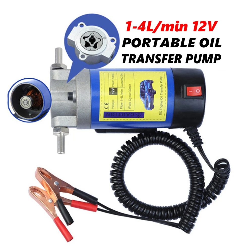 Portable Oil Transfer Pump 1-4L/min 12V Extractor Fluid Suction Electric Change Fuel Pump Siphon Tool for Car Motorcycles Boats