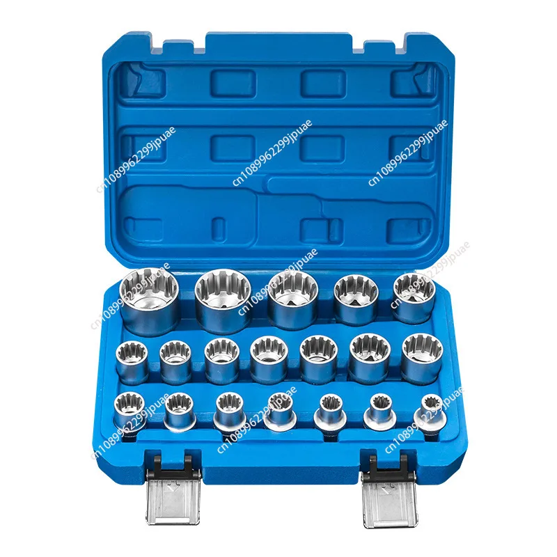 For 19-Piece Set Of 12-Point Plum Blossom Socket Set 1/2 Inch Ratchet Wrench Tool 8-32mm Specification Plum Blossom Socket Head