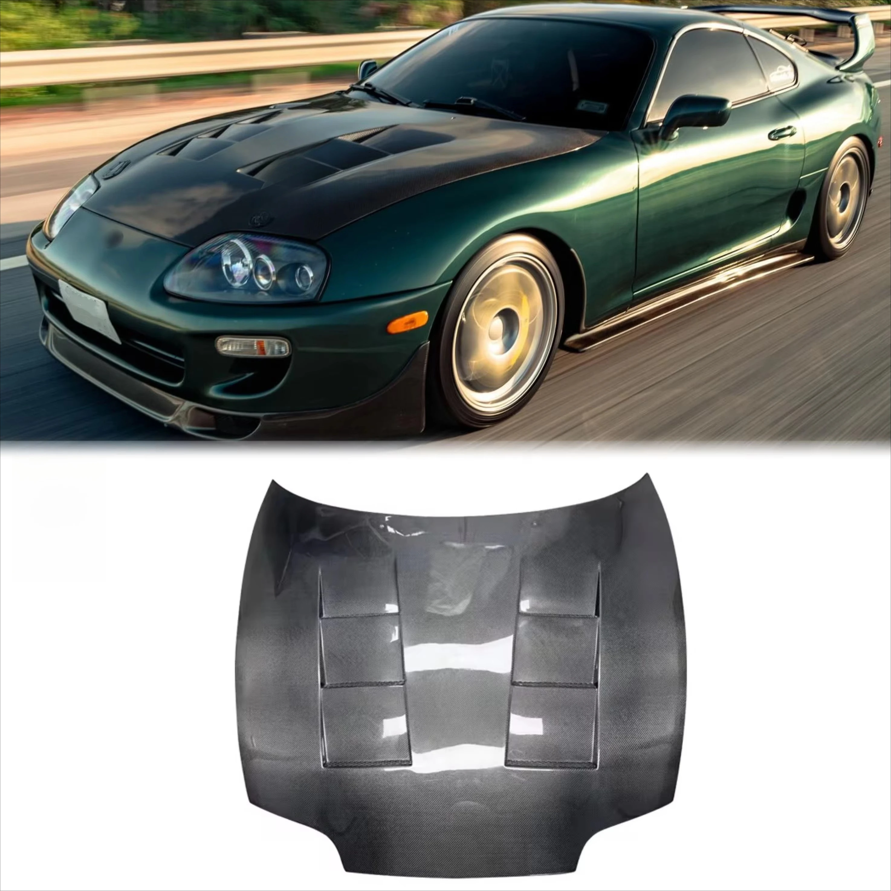 High Quality Carbon Fiber TS Style Front Vented Hood for Toyota GR Supra MK4 MKIV A80 1993-2002 Car Front Engine Cover Bonnet