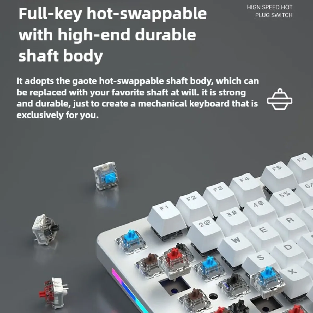 AULA F3060 Wired Keyboard Full Key Hot Swappable Aluminum Alloy Panel RGB Gaming Keyboard with Metal Knobs Game Accessories Gift - Image 5