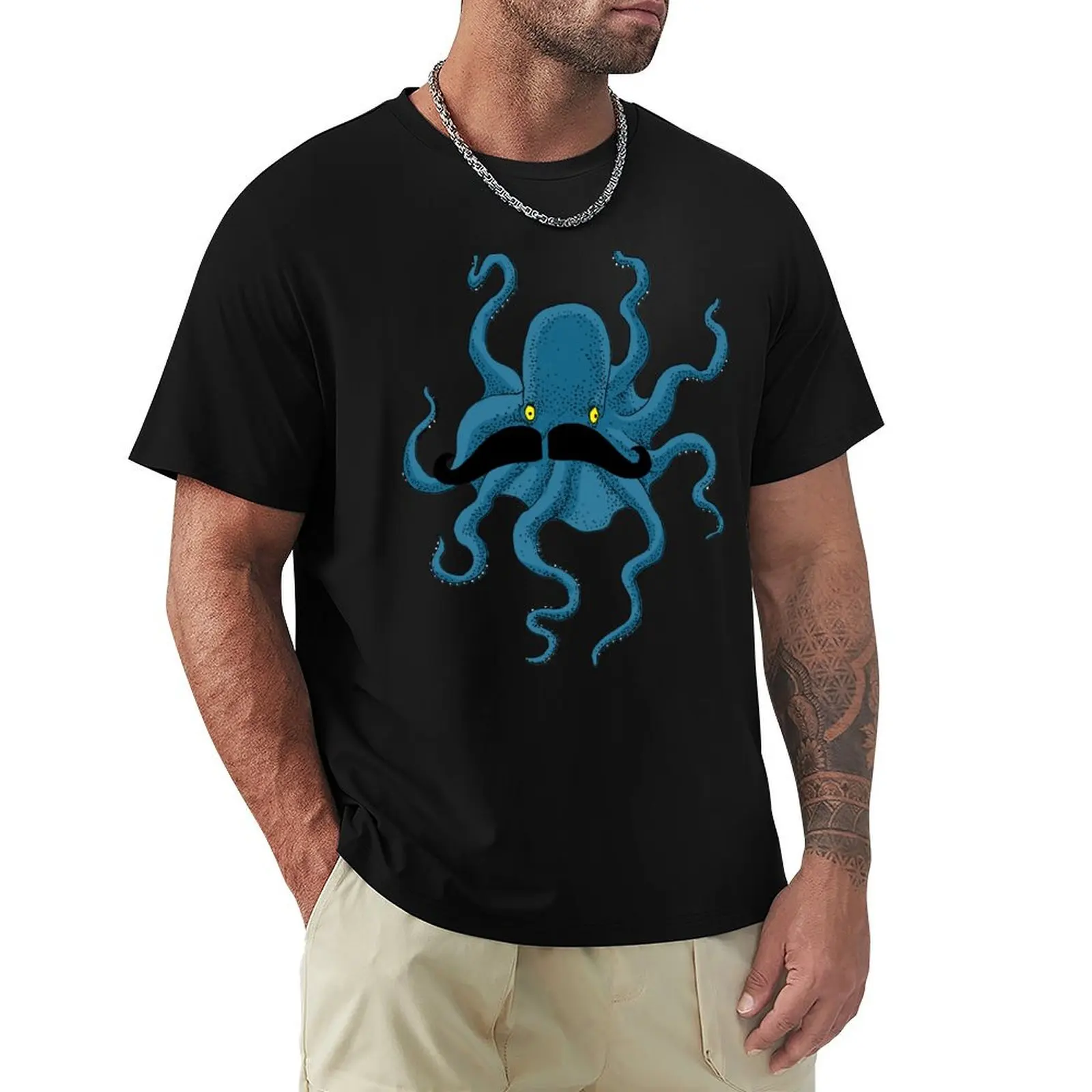 

Octopus with a Mustache T-Shirt Basic Comfort Fit T-Shirt for Men