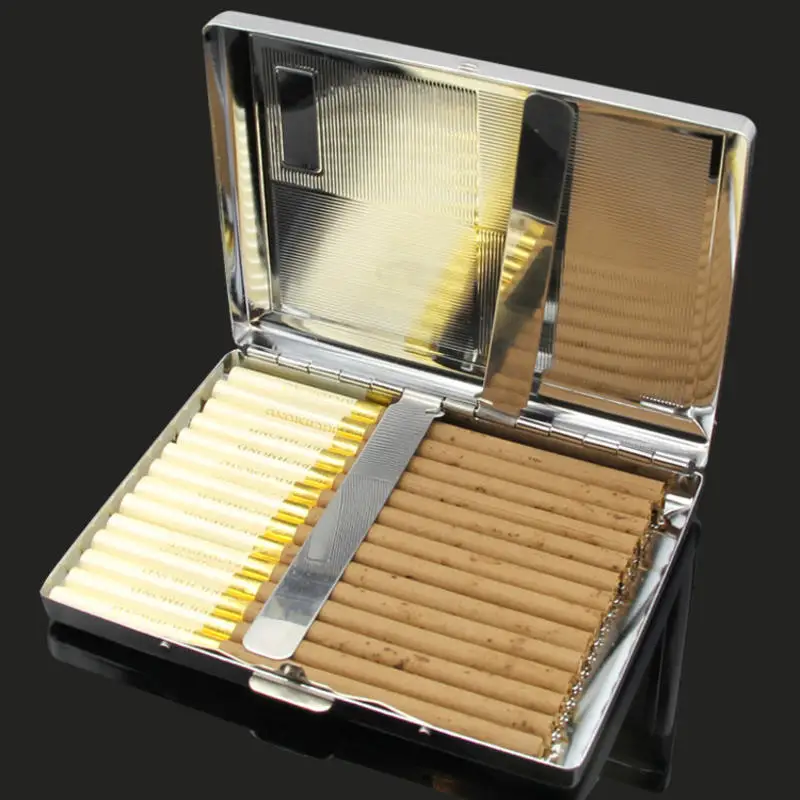 High Capacity Metal Hard Cigarette Case for 100\'s SizeWomen\'s Hand Rolled Cigarette Shell Cigarillo Box