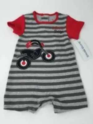 Clearance 1Pc 12M Motorcycle Casual Summer Short Sleeve Cotton Baby Boy Striped Motorcycle Short Romper